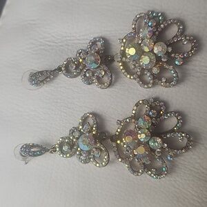 Vintage AB Crystal Stone Floral Design Chandler Earrings